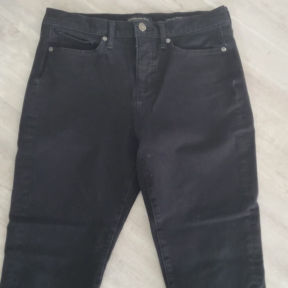 Banana Republic  High Rise Skinny Jeans Women's Size 28 Ankle Black Raw Hem